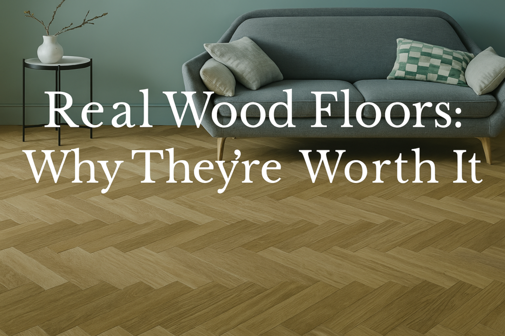 British living room with natural oak Ted Todd engineered wood flooring, styled with modern furniture and soft lighting.